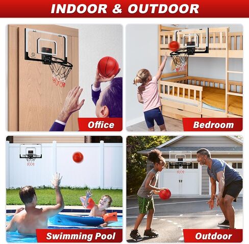 Pro Room Basketball Hoop فوق الباب - طوق كرة السلة المثبتة على الحائط مع إكسسوارات كاملة - كرة السلة الداخلية للأطفال والكبار in Kuwait