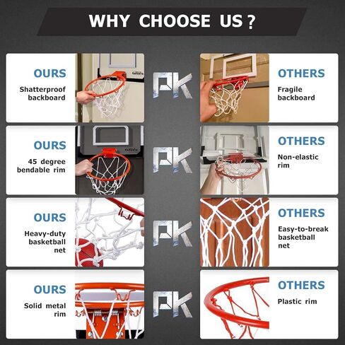 Pro Room Basketball Hoop فوق الباب - طوق كرة السلة المثبتة على الحائط مع إكسسوارات كاملة - كرة السلة الداخلية للأطفال والكبار in Kuwait