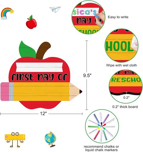 Waahome First and Last Day of School Chalkboard Sign - اليوم الأول من رياض الأطفال ما قبل المدرسة في المدرسة in Kuwait