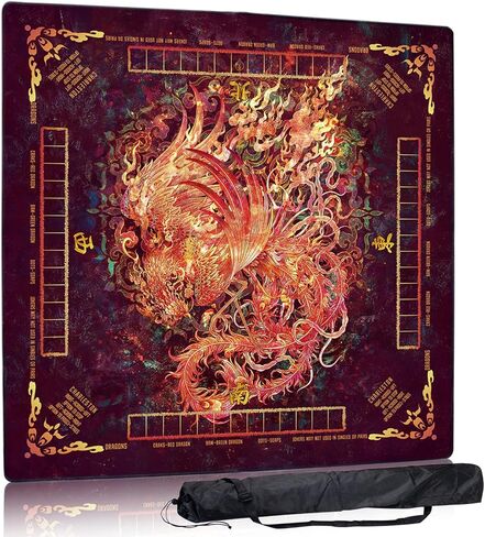 Mahjong Mat و Non-Slip والضوضاء تقلل من ملحقات Mahjong المحمولة 31.5 "× 31.5" مع حقيبة حمل ، حصيرة طاولة اللعبة لألعاب الطاولة ، ألعاب الورق ، دومينو (التنين) in Kuwait