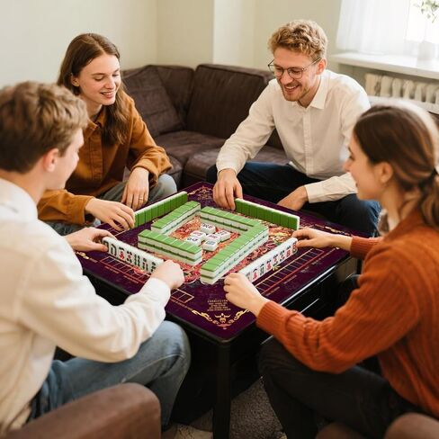 Mahjong Mat و Non-Slip والضوضاء تقلل من ملحقات Mahjong المحمولة 31.5 "× 31.5" مع حقيبة حمل ، حصيرة طاولة اللعبة لألعاب الطاولة ، ألعاب الورق ، دومينو (التنين) in Kuwait