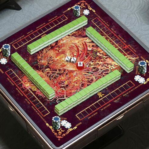 Mahjong Mat و Non-Slip والضوضاء تقلل من ملحقات Mahjong المحمولة 31.5 "× 31.5" مع حقيبة حمل ، حصيرة طاولة اللعبة لألعاب الطاولة ، ألعاب الورق ، دومينو (التنين) in Kuwait