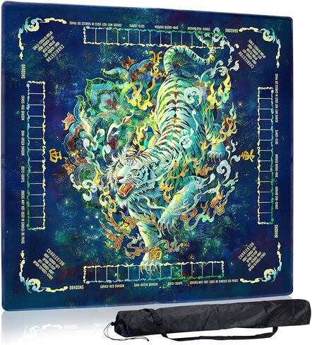Mahjong Mat و Non-Slip والضوضاء تقلل من ملحقات Mahjong المحمولة 31.5 "× 31.5" مع حقيبة حمل ، حصيرة طاولة اللعبة لألعاب الطاولة ، ألعاب الورق ، دومينو (التنين) in Kuwait