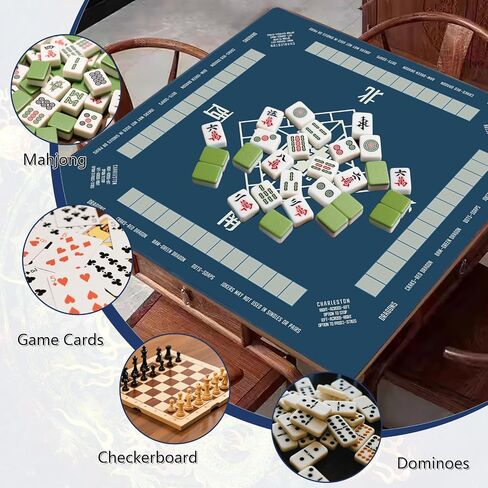 Mahjong Mat و Non-Slip والضوضاء تقلل من ملحقات Mahjong المحمولة 31.5 "× 31.5" مع حقيبة حمل ، حصيرة طاولة اللعبة لألعاب الطاولة ، ألعاب الورق ، دومينو (التنين) in Kuwait