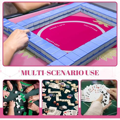 Mahjong Mat مع القواعد - 31.5 × 31.5 بوصة Neoprene Mahjong Table Mat لمجموعة Mahjong Tile Set & Poker Games ، مكافحة الضوضاء. in Kuwait