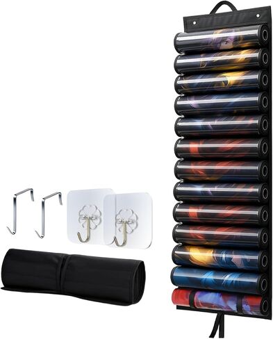 Playmat Holder ، حقيبة تخزين أنبوب Playmat لـ MTG/TCG مع 12+1 فتحات شفافة و 4 خطافات ، حامل Playmat معلقة للحصول in Saudi Arabia