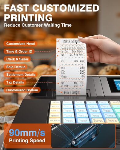 PYY Cash Register for Small Businesses - Electronic Commercial Caja Registradora para Negocio with Lock Cash Drawer Box, 8 Digital Dual Display, 48 Keys, POS System Retail Restaurant Supermarket in Saudi Arabia