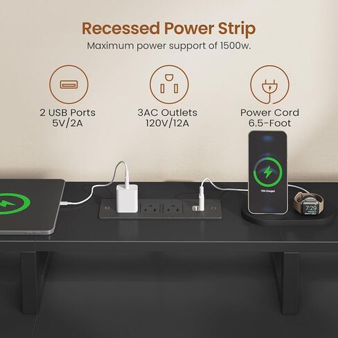 SEDETA 94.5 "مكتب ألعاب شخصيان ، مكتب كمبيوتر طويل للمكتب مع 8 أدراج وأضواء LED ، مكتب شخصين مع تخزين ، قطاع الطاقة ومراقبة المكتب المنزلي ، الرمادي in Kuwait