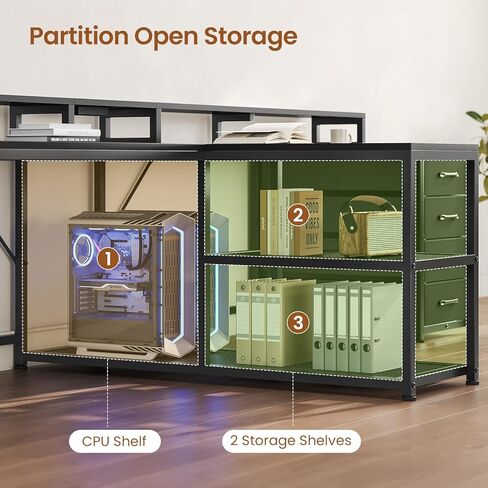 SEDETA 94.5 "مكتب ألعاب شخصيان ، مكتب كمبيوتر طويل للمكتب مع 8 أدراج وأضواء LED ، مكتب شخصين مع تخزين ، قطاع الطاقة ومراقبة المكتب المنزلي ، الرمادي in Kuwait