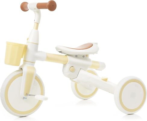 7-in-1 Kids Tricycle with Removable and Adjustable Push Rod, Toddler Push Bike with Removable Pedal, Canopy, and Guardrail, Toddler Bike for 18-72 Months (7 in 1, Yellow) in Saudi Arabia