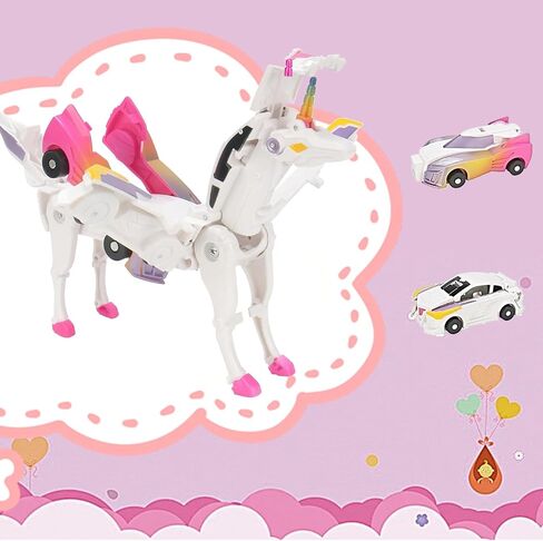 سيارة Unicorn تحويل لعبة التحول مع تصادم سيارة تحويل ， لألعاب يونيكورن للفتيات العمر 4-6 | هدية الحفلات لعيد الميلاد ، عيد الميلاد (انبهار الوردي) in Kuwait
