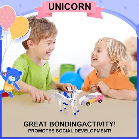 سيارة Unicorn تحويل لعبة التحول مع تصادم سيارة تحويل ， لألعاب يونيكورن للفتيات العمر 4-6 | هدية الحفلات لعيد الميلاد ، عيد الميلاد (انبهار الوردي) in Kuwait