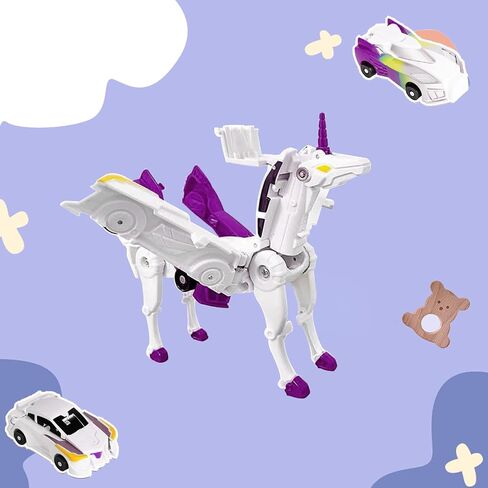 سيارة Unicorn تحويل لعبة التحول مع تصادم سيارة تحويل ， لألعاب يونيكورن للفتيات العمر 4-6 | هدية الحفلات لعيد الميلاد ، عيد الميلاد (انبهار الوردي) in Kuwait