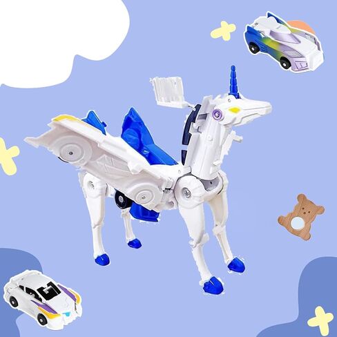 سيارة Unicorn تحويل لعبة التحول مع تصادم سيارة تحويل ， لألعاب يونيكورن للفتيات العمر 4-6 | هدية الحفلات لعيد الميلاد ، عيد الميلاد (انبهار الوردي) in Kuwait