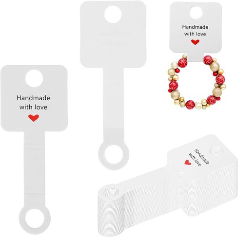 Thinp 100 PCS Ceychain Charging ، بطاقة عرض المفاتيح ذات اللصق الذاتي مصنوعة يدويًا مع بطاقات عرض بطاقات Love Blank Cards 4x1.5 in Kuwait