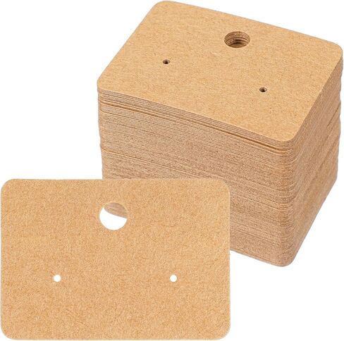 LIQWEI 100 Pcs Earring Display Cards, Earring Holder Cards with Holes Brown Jewelry Holder Tags, Earrings Paper Holders Organizer for Selling, Hanging, DIY Crafts in Kuwait