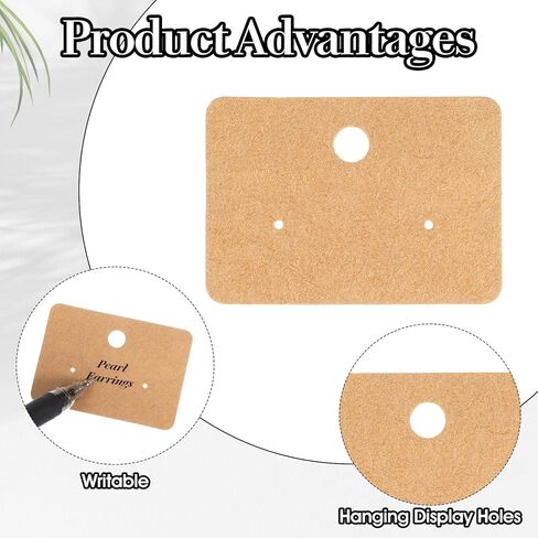 LIQWEI 100 Pcs Earring Display Cards, Earring Holder Cards with Holes Brown Jewelry Holder Tags, Earrings Paper Holders Organizer for Selling, Hanging, DIY Crafts in Kuwait