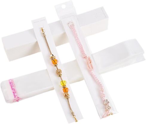 PH PandaHall 100pcs Bracelet Display Card, 8.2x1.1" White Necklace Cards Jewelry Cards for Selling with OPP Bags Bracelet Display Cards for Choker Necklace Jewelry Display Packaging Selling in Saudi Arabia