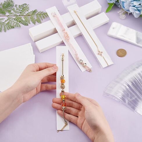 PH PandaHall 100pcs Bracelet Display Card, 8.2x1.1" White Necklace Cards Jewelry Cards for Selling with OPP Bags Bracelet Display Cards for Choker Necklace Jewelry Display Packaging Selling in Saudi Arabia