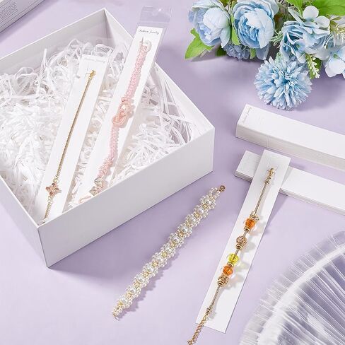 PH PandaHall 100pcs Bracelet Display Card, 8.2x1.1" White Necklace Cards Jewelry Cards for Selling with OPP Bags Bracelet Display Cards for Choker Necklace Jewelry Display Packaging Selling in Saudi Arabia