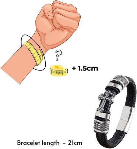 جويلبوكس سوار جلد للرجال بعقدة انفينيتي من الستانلس ستيل مضفر مصنوع يدويا بابزيم هدية للرجال - سوار معصم للرجال in Kuwait