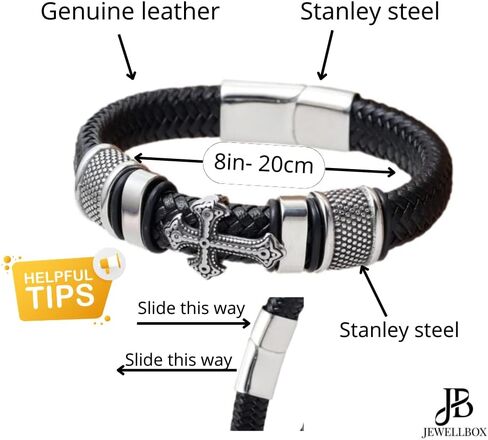 جويلبوكس سوار جلد للرجال بعقدة انفينيتي من الستانلس ستيل مضفر مصنوع يدويا بابزيم هدية للرجال - سوار معصم للرجال in Kuwait