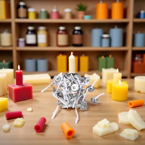 100 Pcs Candle Wicks 1 Inch Low Smoke Tea Light Wicks Pre-Waxed Wick Tabs for Soy Wax Tealight Candle Making, Pure Cotton Smokeless Candle Making Wicks in Saudi Arabia