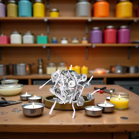 100 Pcs Candle Wicks 1 Inch Low Smoke Tea Light Wicks Pre-Waxed Wick Tabs for Soy Wax Tealight Candle Making, Pure Cotton Smokeless Candle Making Wicks in Saudi Arabia