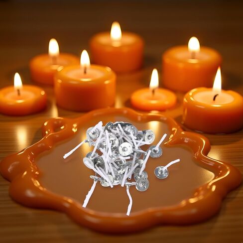 100 Pcs Candle Wicks 1 Inch Low Smoke Tea Light Wicks Pre-Waxed Wick Tabs for Soy Wax Tealight Candle Making, Pure Cotton Smokeless Candle Making Wicks in Saudi Arabia