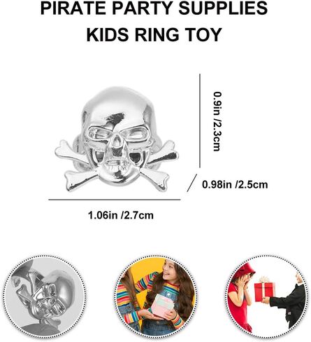 24pcs Halloween Pirate Skull Rings for Kids Costume Accessories for Halloween Party Favors Pirate-Theme Goodie Bag Fillers in Saudi Arabia