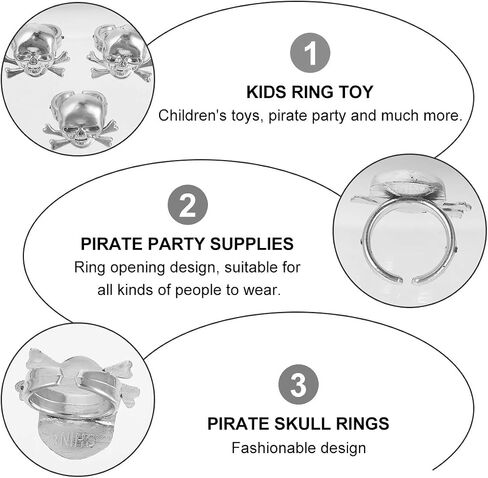 24pcs Halloween Pirate Skull Rings for Kids Costume Accessories for Halloween Party Favors Pirate-Theme Goodie Bag Fillers in Saudi Arabia