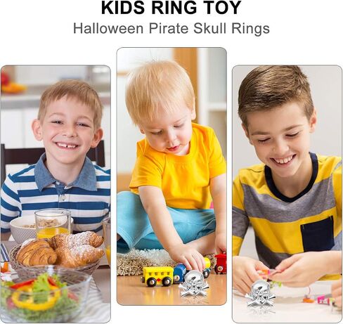 24pcs Halloween Pirate Skull Rings for Kids Costume Accessories for Halloween Party Favors Pirate-Theme Goodie Bag Fillers in Saudi Arabia