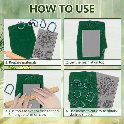 CHGCRAFT 4PCS Polymer Clay Texture Sheets Plants and Flowers Texture Stamp Clear Clay Texture Sheets Polymer Clay Texture Mat Flower Pattern Pad for Making Earrings Jewerly, 4x2.6inch in Saudi Arabia