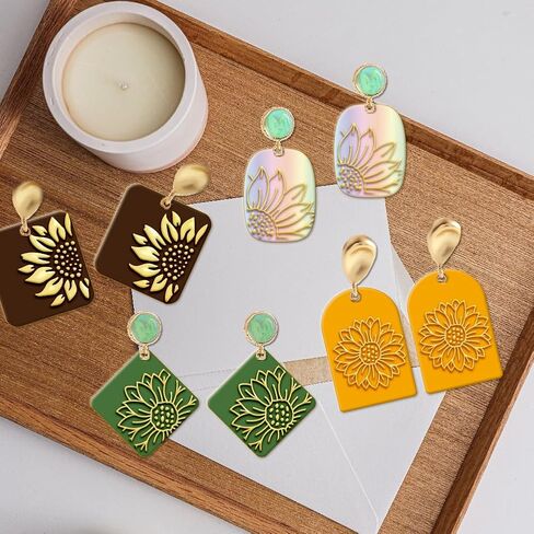 CHGCRAFT 4PCS Polymer Clay Texture Sheets Plants and Flowers Texture Stamp Clear Clay Texture Sheets Polymer Clay Texture Mat Flower Pattern Pad for Making Earrings Jewerly, 4x2.6inch in Saudi Arabia