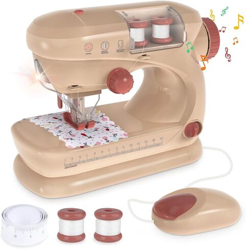 deAO Sewing Machine for Beginners,Sewing Machine Toy with Lights and Music, Mini Sewing Machine with Stitch Applications, Sewing Kit for Kids Ages 3+ Pretend Play Arts and Crafts Toys (Blue) in Saudi Arabia