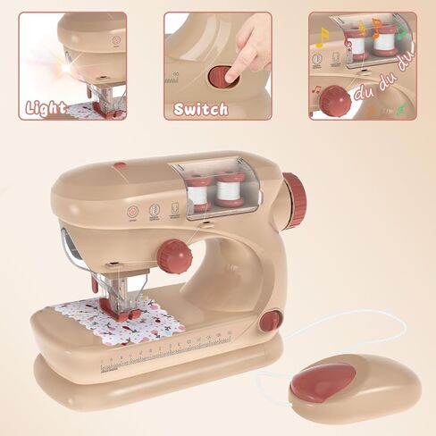 deAO Sewing Machine for Beginners,Sewing Machine Toy with Lights and Music, Mini Sewing Machine with Stitch Applications, Sewing Kit for Kids Ages 3+ Pretend Play Arts and Crafts Toys (Blue) in Saudi Arabia