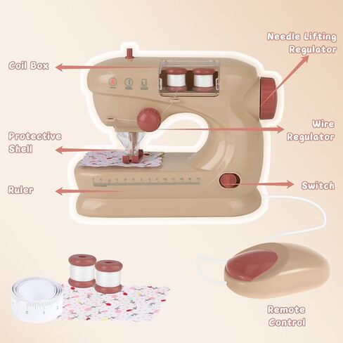 deAO Sewing Machine for Beginners,Sewing Machine Toy with Lights and Music, Mini Sewing Machine with Stitch Applications, Sewing Kit for Kids Ages 3+ Pretend Play Arts and Crafts Toys (Blue) in Saudi Arabia