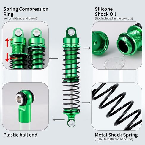 All Metal Shocks Front Rear Oil Shocks Absorber for Tra-xxas 1/18 LaTrax Teton Desert Prerunner Shock Absorber Damper Set 1/18 RC Upgrades Parts Replace Parts 7660 7665(4-Pack) (Red) in Saudi Arabia