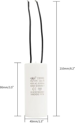 Yancheng Yatai CBB60 Operating Capacitor 100uF 300V AC 2-Wire 50/60Hz, Used for Motor Blower air Compressor and air Conditioner Compressor Replacement Part in Kuwait