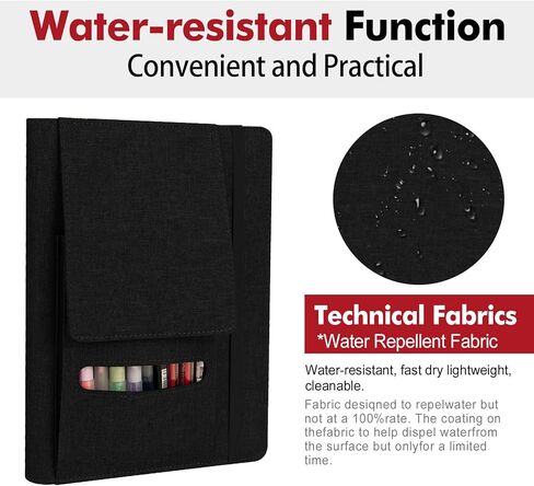 Journal Cover for Rocketbook Flip | Executive Size 6"x8.8" Fits A5, 6"x9" Steno Pad/Notebook & Top Spiral Notepad | Waterproof Protective Case with Pen Loop Holder & File Storage (Black) in Kuwait