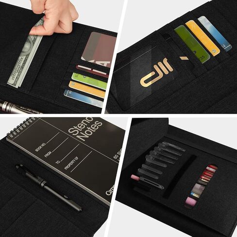 Journal Cover for Rocketbook Flip | Executive Size 6"x8.8" Fits A5, 6"x9" Steno Pad/Notebook & Top Spiral Notepad | Waterproof Protective Case with Pen Loop Holder & File Storage (Black) in Kuwait