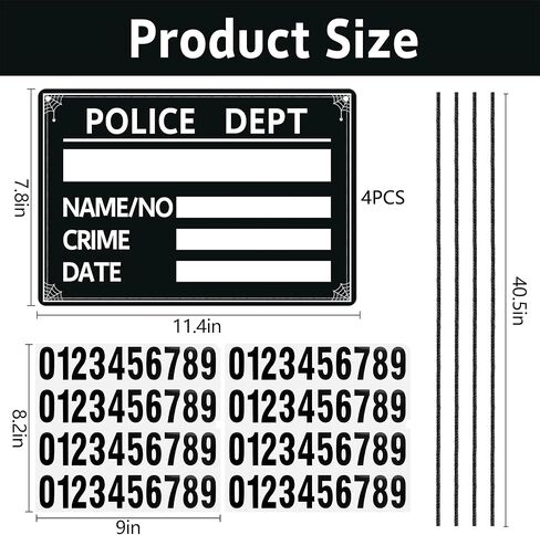 Codree 4 Set Halloween Prisoner Costume Complates ، علامة اسم السجين ، لوحات الأسماء المدعمة تسجيل Prop for Halloween Playing Cosplay Supplies Supplies in Saudi Arabia