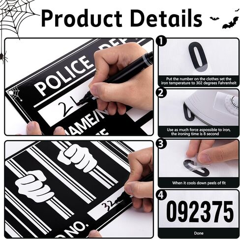 Codree 4 Set Halloween Prisoner Costume Complates ، علامة اسم السجين ، لوحات الأسماء المدعمة تسجيل Prop for Halloween Playing Cosplay Supplies Supplies in Saudi Arabia