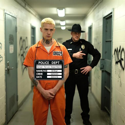 Codree 4 Set Halloween Prisoner Costume Complates ، علامة اسم السجين ، لوحات الأسماء المدعمة تسجيل Prop for Halloween Playing Cosplay Supplies Supplies in Saudi Arabia
