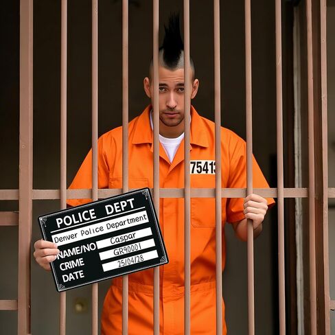 Codree 4 Set Halloween Prisoner Costume Complates ، علامة اسم السجين ، لوحات الأسماء المدعمة تسجيل Prop for Halloween Playing Cosplay Supplies Supplies in Saudi Arabia