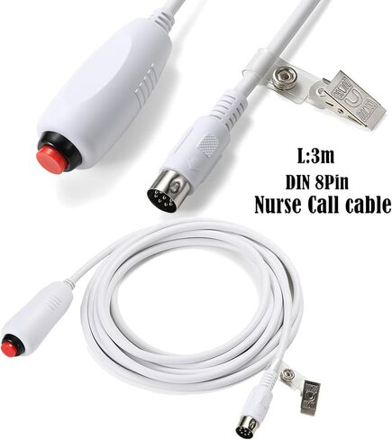 كابل سلك الدفع لمحطة الممرضات ، Big Din 8 Pin Mono Plud Scal Call ، كابل أزرار الدفع الطارئ مع مقطع ورقة السرير ، لا يوجد إمدادات طاقة أو بطارية ، 9.8 قدم in Saudi Arabia