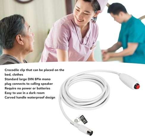 كابل سلك الدفع لمحطة الممرضات ، Big Din 8 Pin Mono Plud Scal Call ، كابل أزرار الدفع الطارئ مع مقطع ورقة السرير ، لا يوجد إمدادات طاقة أو بطارية ، 9.8 قدم in Saudi Arabia