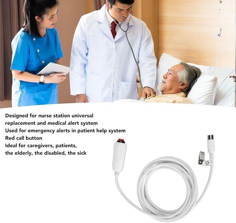 كابل سلك الدفع لمحطة الممرضات ، Big Din 8 Pin Mono Plud Scal Call ، كابل أزرار الدفع الطارئ مع مقطع ورقة السرير ، لا يوجد إمدادات طاقة أو بطارية ، 9.8 قدم in Saudi Arabia