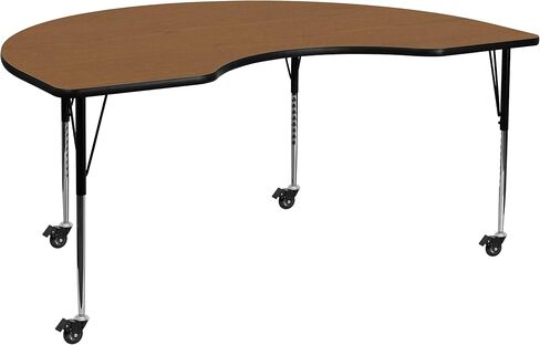 Flash Furniture Mobile Coidney Therminal Thercal Table مع أرجل قابلة للتعديل في الارتفاع القياسي ، 48 "W × 96" L ، رمادي in Kuwait