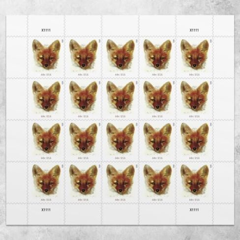 Red Fox 2023 40-Cent (Sheet of 20) Forty-Cent Denominated Mail-use Additional Postage Stamps in Saudi Arabia